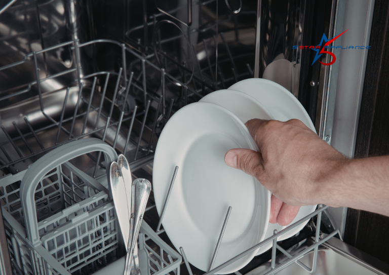 Troubleshooting poor dishwasher performance: a visual guide to proper plate placement and avoiding overcrowding to prevent food residue and spotting.